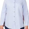 Donne Persone libere Camicie | Camicia Abbottonata In Cotone Con Finiture Scozzesi Bennet In Onda Blu A Nordstrom, Taglia 18W