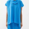 Uomini Ferragamo Sciarpe | Pixil Top In Crepe Con Sciarpa Drappeggiata - Donna - Blu