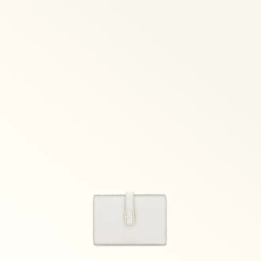 Donne Furla Portafogli | Portafoglio Compatto Flow Marshmallow White Claris Lux Pelle Di Vitello Donna