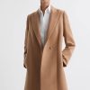 Donne Reiss Cappotti | Arlow - Cappotto Doppiopetto Petite In Misto Lana Color Cammello, Us 8