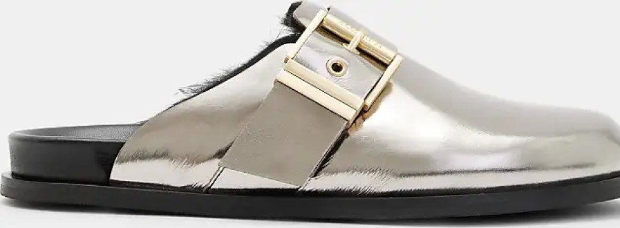 Donne Tutti i santi Muli | Sabot Venus In Shearling In Pelle Metallizzata