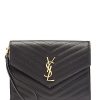 Donne San Lorenzo Borse | Pochette Da Polso Ysl-Plaque In Pelle Martellata - Donna - Nera