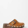 Donne UGG Pantofole | Ganni - Zoccoli In Pelle Con Borchie - Donna - Marrone