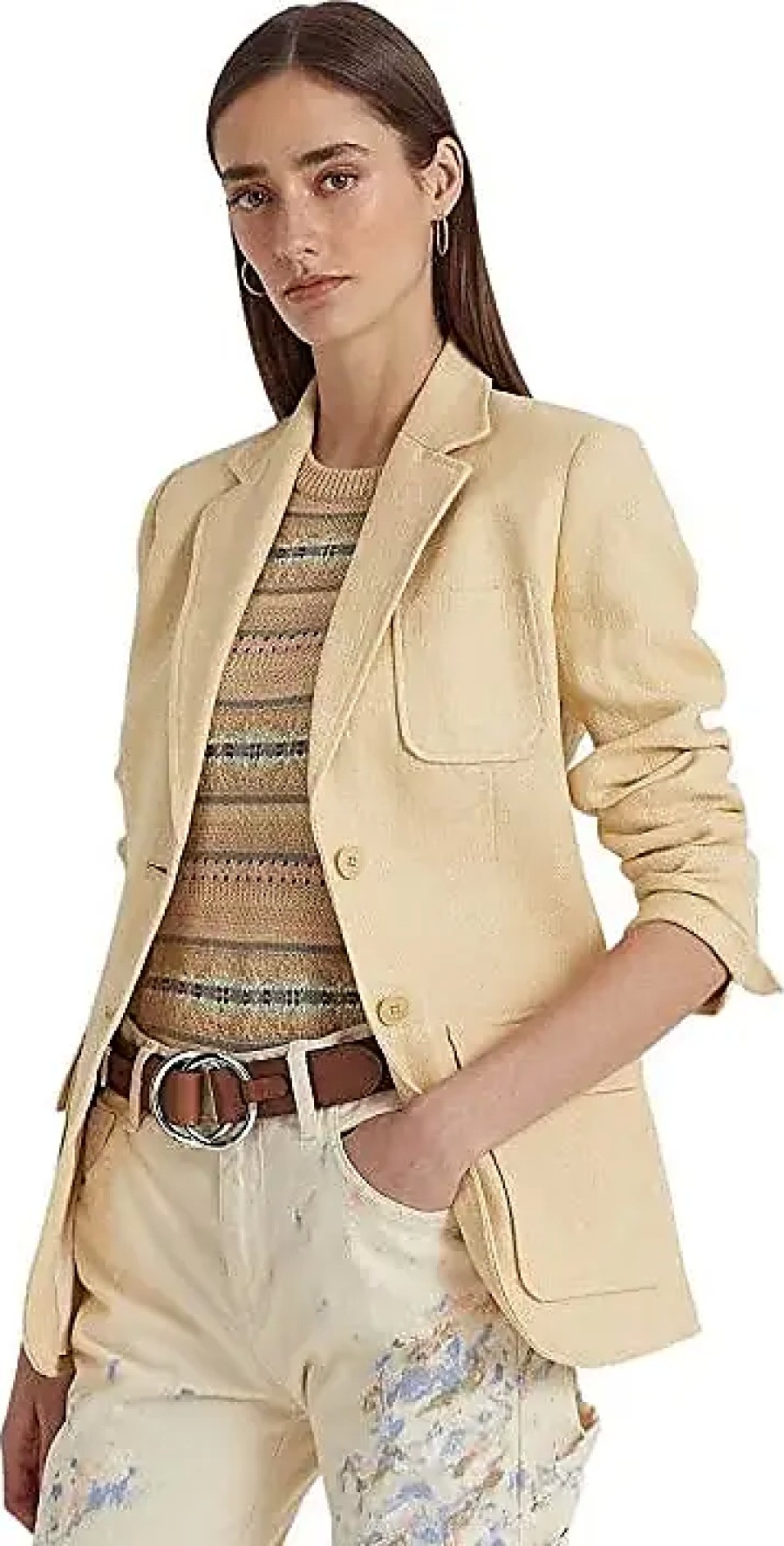 Donne Reiss Abiti | Blazer In Lino A Spina Di Pesce (Crema Vintage) Abbigliamento Da Donna