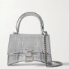 Donne Furla Borse | Borsa Tote Clessidra Mini In Pelle Metallizzata Effetto Coccodrillo - Argento - Taglia Unica