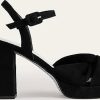 Donne Simone Miller Scarpe Con Plateau | Sandali Con Plateau Twist Davanti In Pelle Scamosciata Nera Da Donna Boden