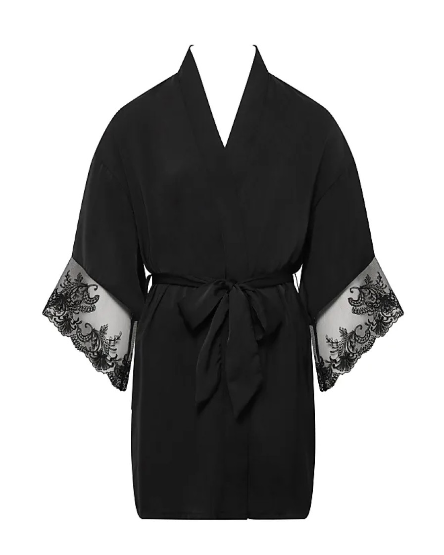 Donne UGG Abbigliamento Da Salotto | Kimono Di Lusso In Raso Marsigliese Nero