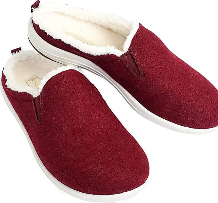 Donne Minnetonka Pantofole | Pantofole Da Donna Dundee Slipper (Borgogna).