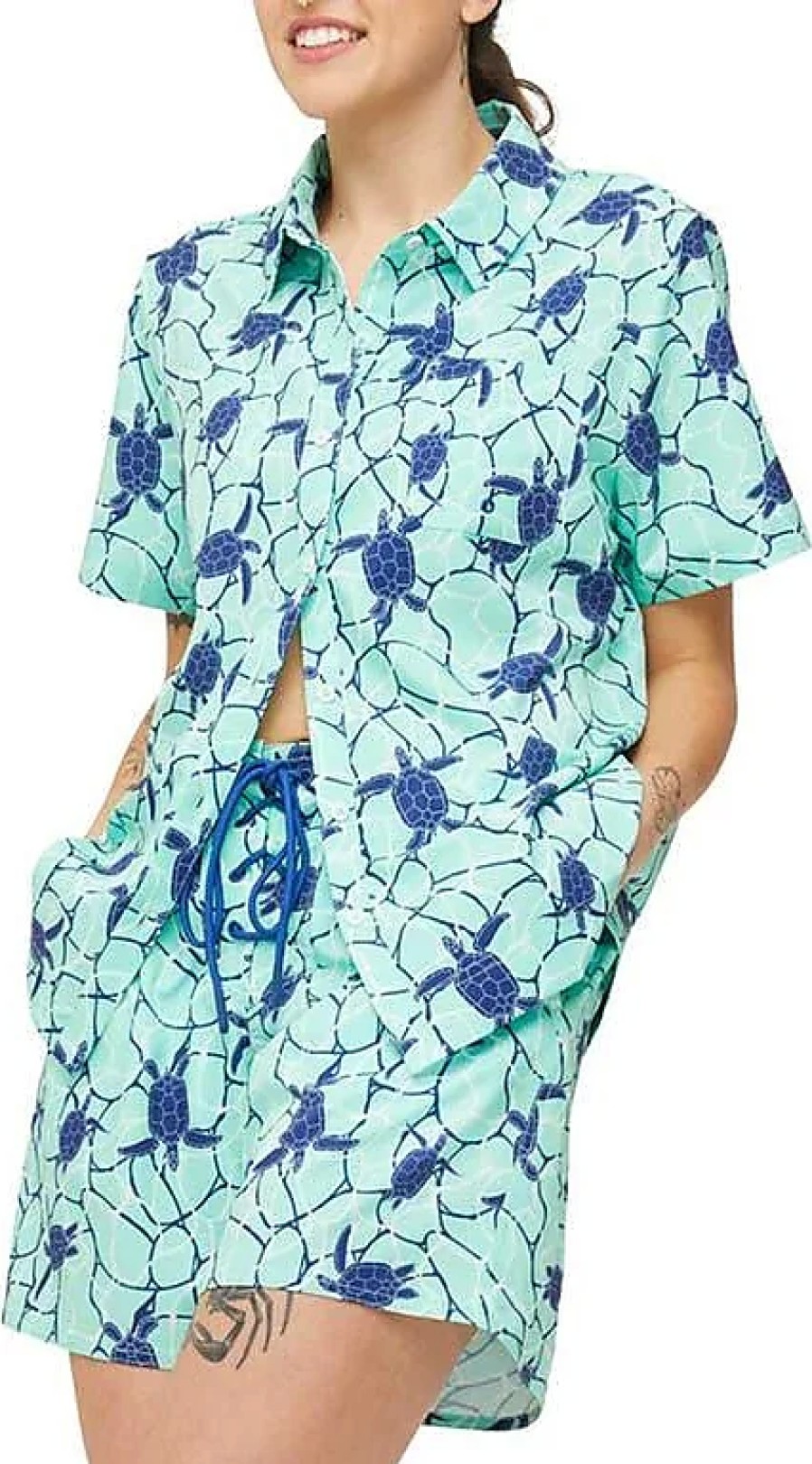 Donne Liverpool LA Camicie | Camicia Abbottonata A Maniche Corte Cabana In Save The Turtles At Nordstrom, Taglia X-Small