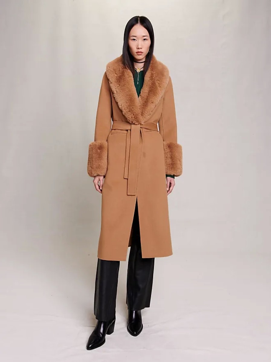 Donne Reiss Cappotti | Lana Da Donna, Cappotto Lungo Di Lana Per L'Autunno/Inverno, Taglia Cappotti-Donna-Xl, Colore Cammello / Marrone