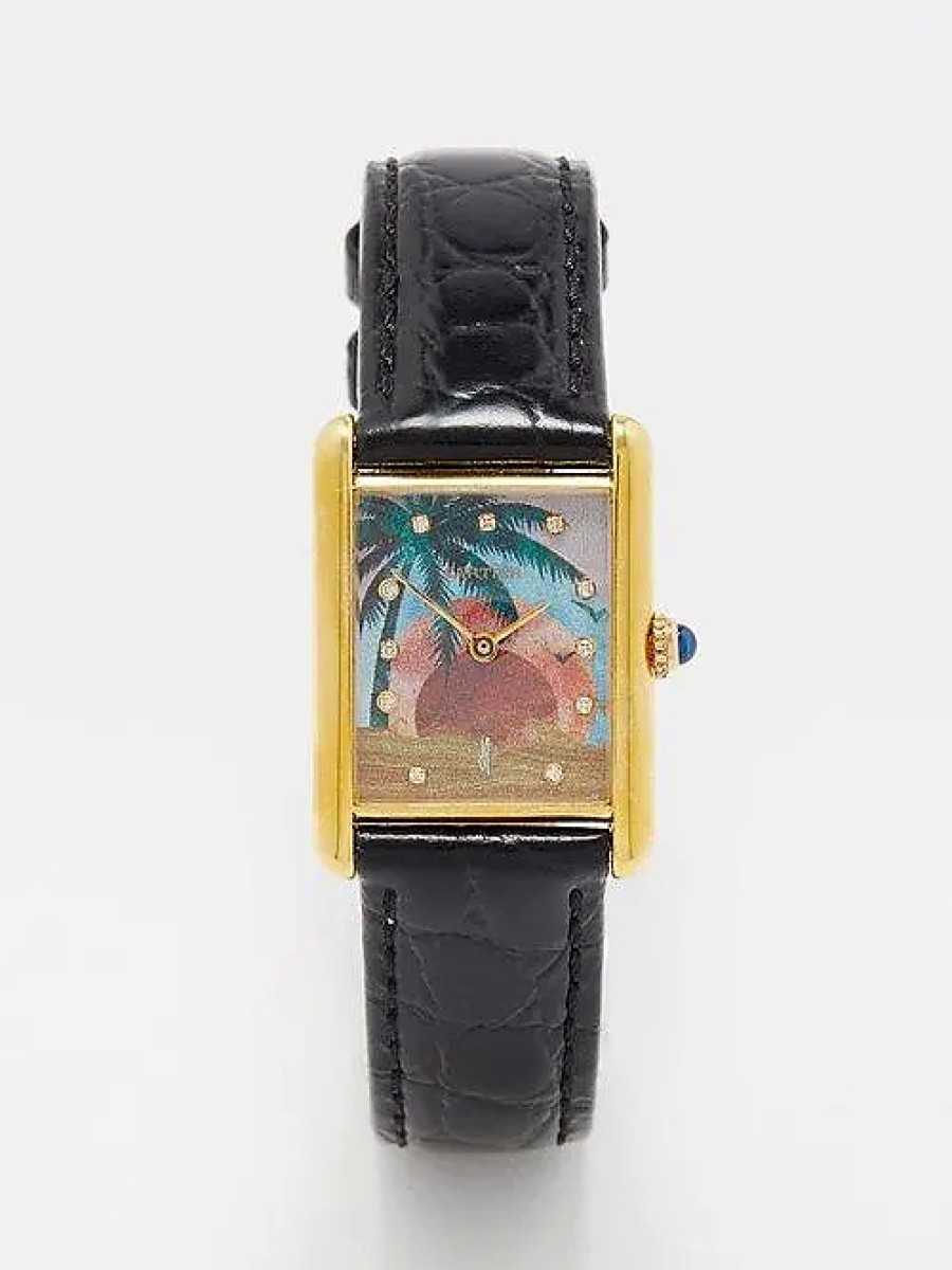 Donne Ferragamo Orologi | Orologio Vintage Cartier Tank Con Diamanti E Oro Vermeil - Donna - Multi