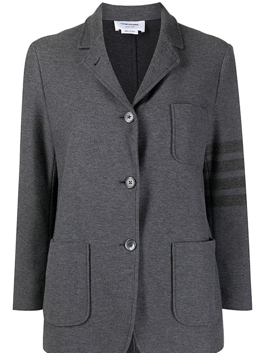 Donne Burberry Abiti | Giacca A Sacco In Twill A Righe Con 4 Barre - Donna - Cotone - 36 - Grigio