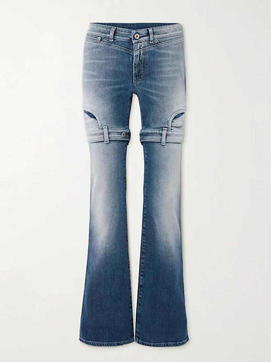 Donne Madre Jeans | Jeans Bootcut A Vita Bassa Rovesciati - Blu - 24,25,26,27,28,29