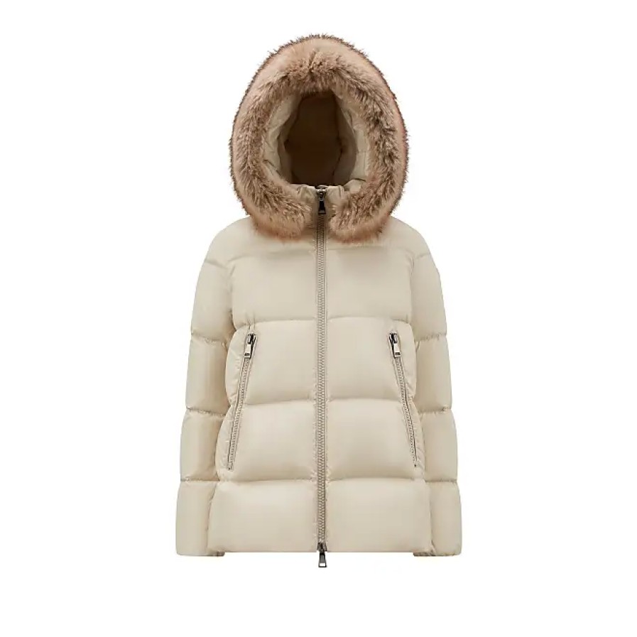 Donne Moncler Giacche | Piumino Corto Laiche Beige Taglia 4