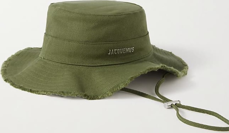 Donne Domenica pomeriggio Cappelli | Cappello Da Pescatore In Twill Di Cotone Sfilacciato Decorato Le Bob - Verde - 56,58,60