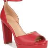 Donne Katy Perry Scarpe Con Plateau | Sandalo Con Plateau E Cinturino Alla Caviglia Melina In Pelle Rosso Cremisi A Nordstrom, Taglia 6