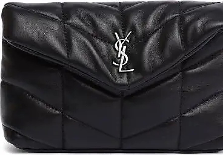 Donne San Lorenzo Borse | Pochette Puffer In Pelle Ysl-Plaque - Donna - Nera