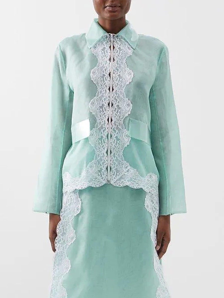 Donne Alo Yoga Giacche | Giacca In Organza Con Finiture In Pizzo - Donna - Verde Menta