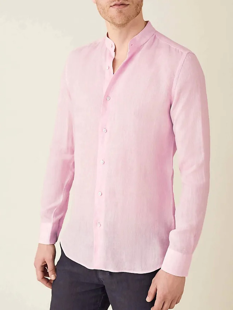 Uomini Coofandy Camicie | Camicia In Lino Versilia Rosa Chiaro