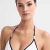 Donne Reiss Costumi Da Bagno | Rutha - Top Bikini A Triangolo Bianco/Blu Scuro Con Scollo All'Americana, Taglia Us 10