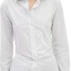 Donne Paul Smith Camicie | Camicia Abbottonata In Cotone Elasticizzato A Righe Slim Fit In Bianco Su Nordstrom, Taglia 6