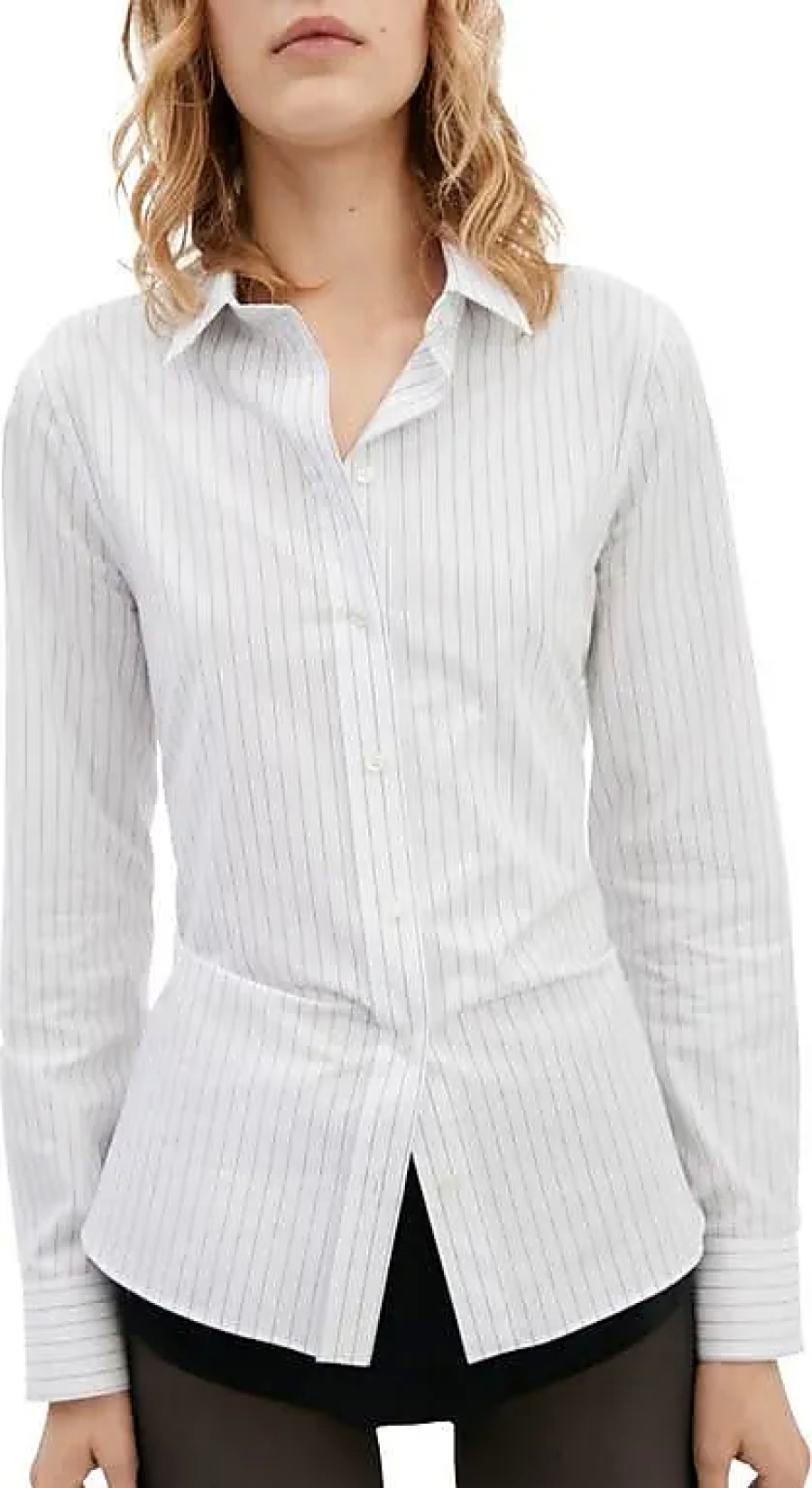 Donne Paul Smith Camicie | Camicia Abbottonata In Cotone Elasticizzato A Righe Slim Fit In Bianco Su Nordstrom, Taglia 6