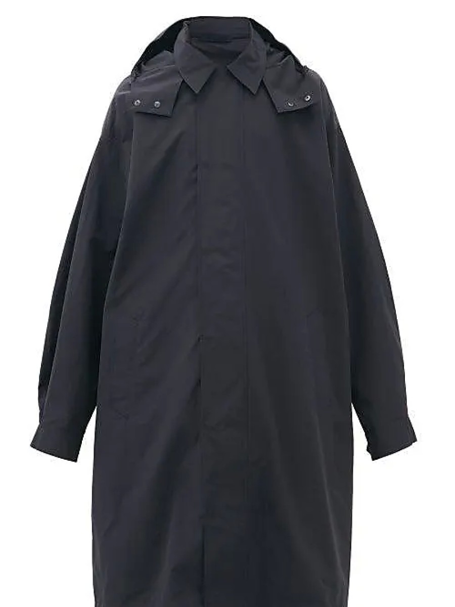 Uomini Paul Smith Cappotti | Impermeabile Oversize Leggero In Misto Cotone Con Cappuccio - Uomo - Blu Scuro