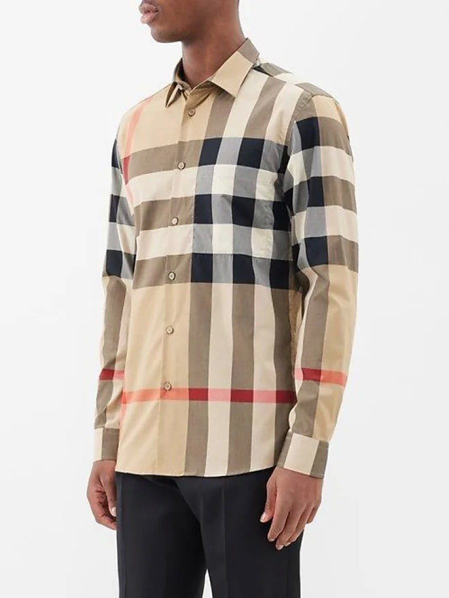 Uomini Ami Camicie | Camicia In Twill Di Cotone A Quadri - Uomo - Check Beige