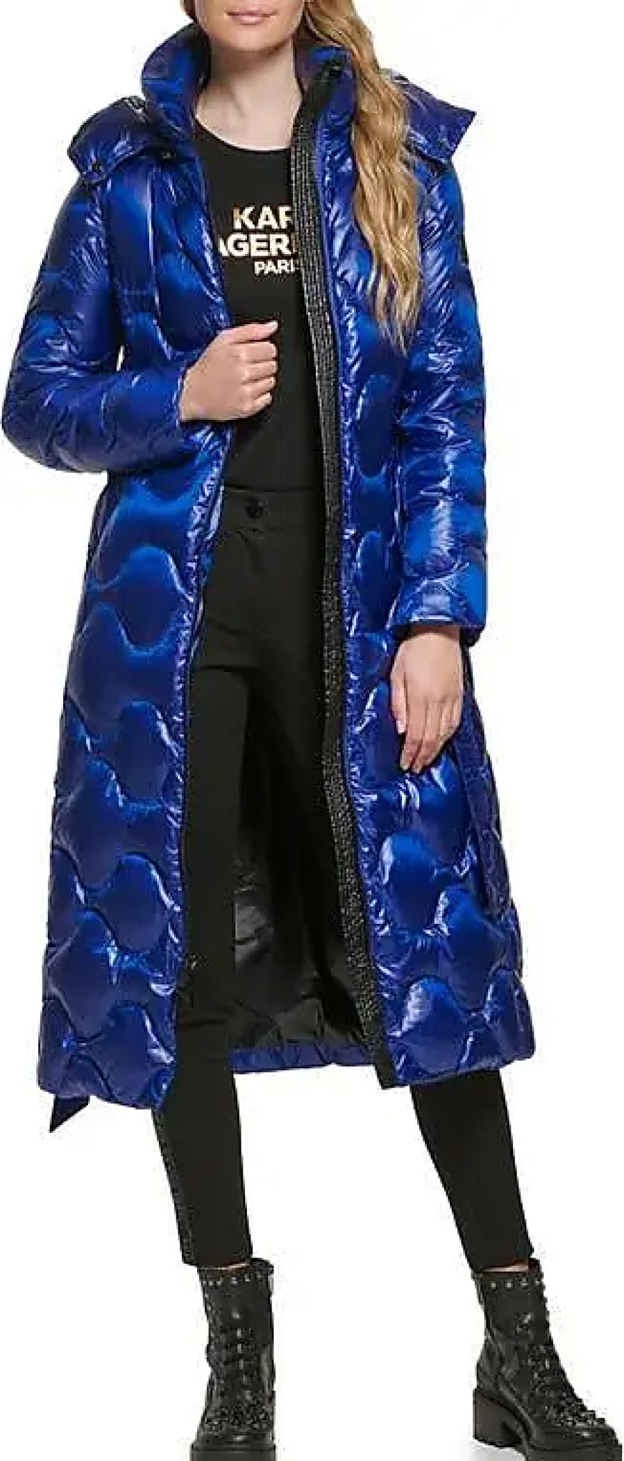 Donne Moncler Cappotti | Maxi Parka In Piumino Resistente All'Acqua Trapuntato A Cipolla E Marsupio In Cobalto Presso Nordstrom, Taglia Media