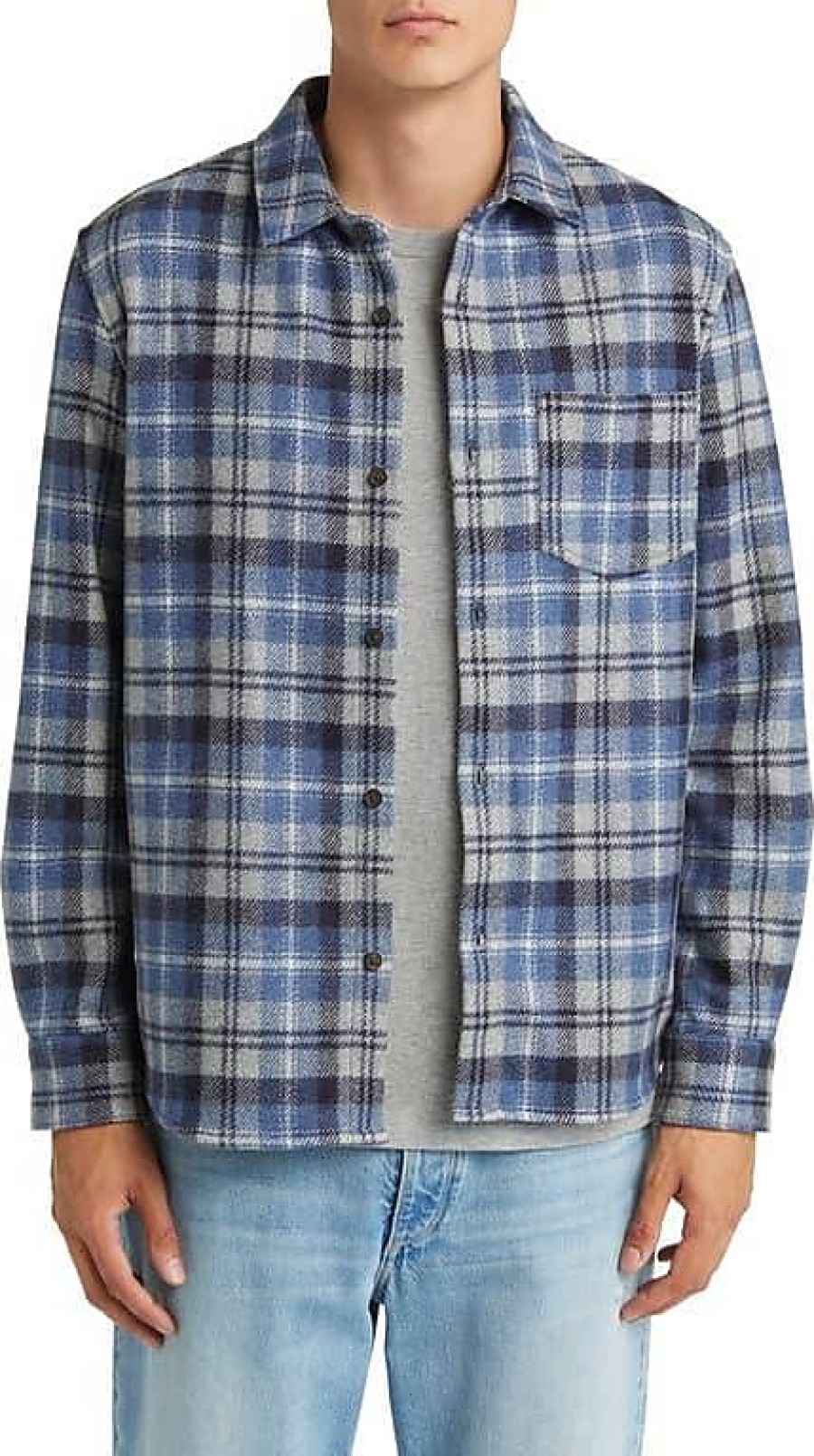 Uomini Luca Faloni Camicie | Apc Nuova Camicia Abbottonata In Flanella Di Misto Lana Scozzese Valeriana In Blu Iaa Su Nordstrom, Taglia X-Large