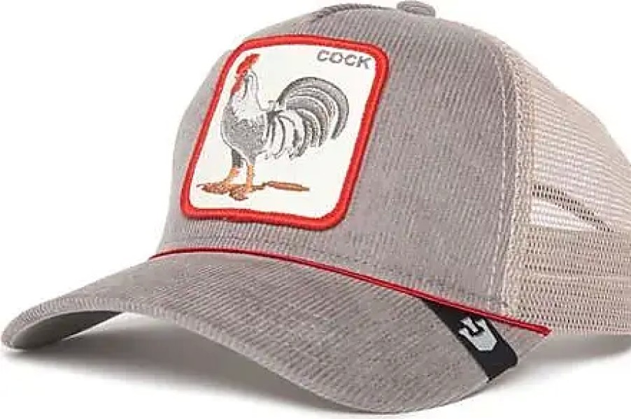 Uomini Travis Matteo Tappi | Il Cappello Da Camionista In Velluto A Coste Arena Cock Patch In Grigio/Bianco Sporco Su Nordstrom