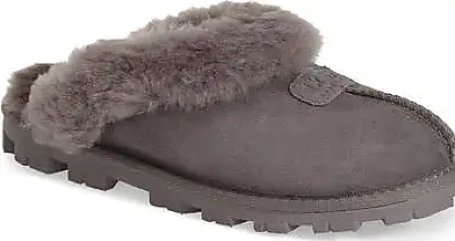 Donne Lusingato Pantofole | Pantofola Foderata In Shearling Ugg(R) Coquette In Grigio A Nordstrom, Taglia 12