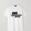 Donne Balenciaga Magliette | T-Shirt In Jersey Di Cotone Stampato - Bianco - Xxs,Xs,S,M,L,Xl