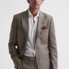 Uomini Luca Faloni Abiti | Kin - Blazer In Lino Monopetto Slim Fit Color Salvia, Uk 46