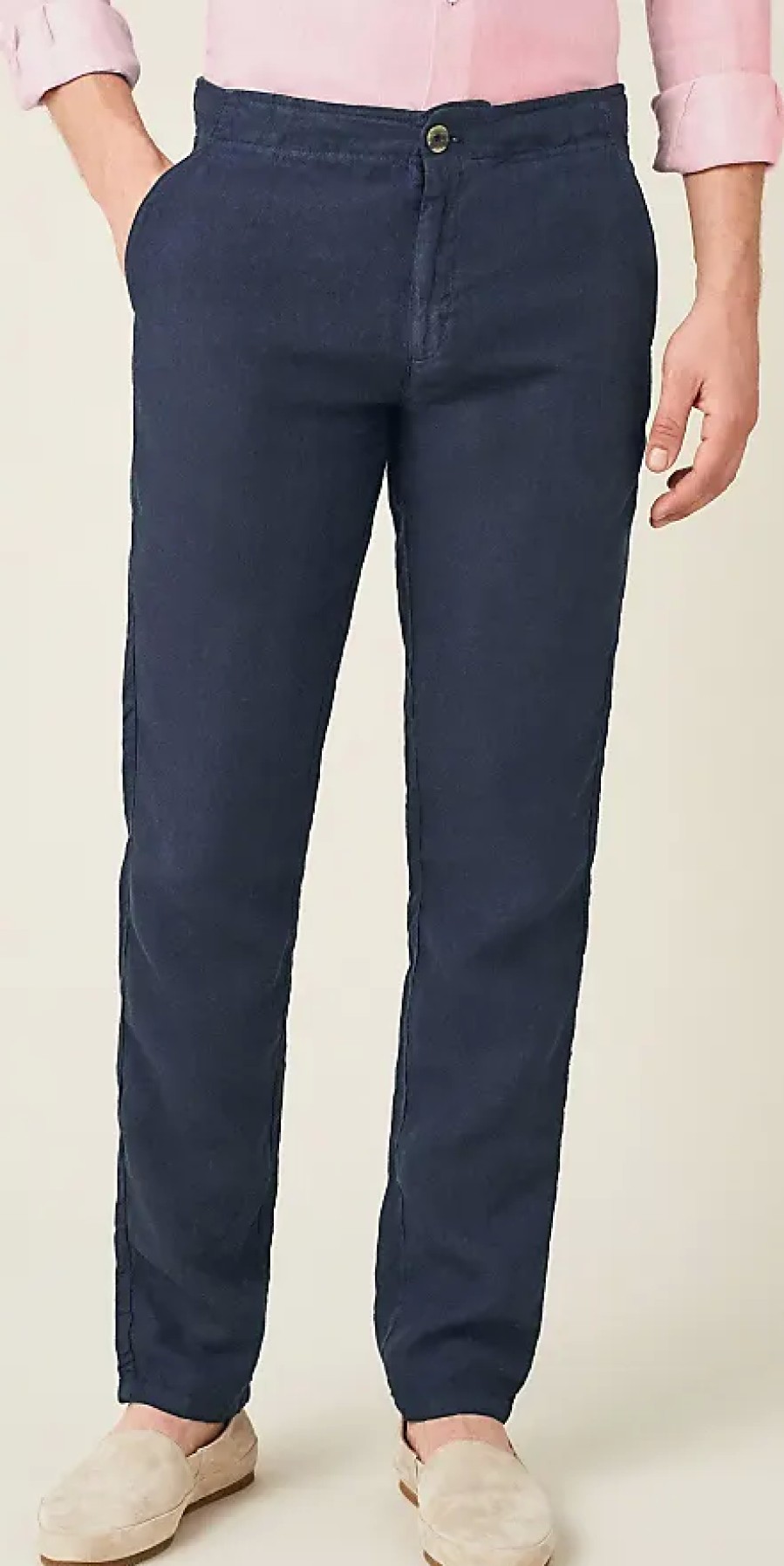 Uomini Paul Smith Pantaloni | Pantalone In Lino Lipari Blu Navy