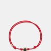 Uomini Mont Blanc Gioielleria | Bracciale Con Cordino In Onice, Crisoprasio E Oro 14 Kt - Da Uomo - Rosso