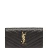 Donne San Lorenzo Portafogli | Portafoglio Continental In Pelle Trapuntata Con Logo Ysl - Donna - Nero