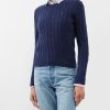 Donne Diesel Maglioni | Maglione In Cotone A Trecce Julianna - Donna - Blu Scuro