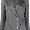 Donne Burberry Abiti | Blazer Doppiopetto Parigi - Donna - Cupro/Cashmere - 44 - Grigio