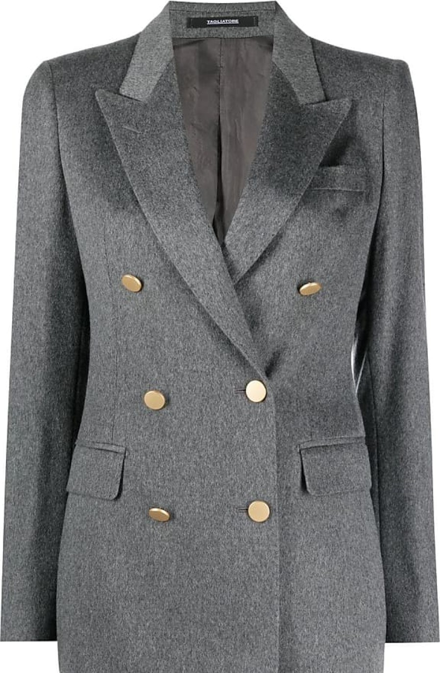 Donne Burberry Abiti | Blazer Doppiopetto Parigi - Donna - Cupro/Cashmere - 44 - Grigio