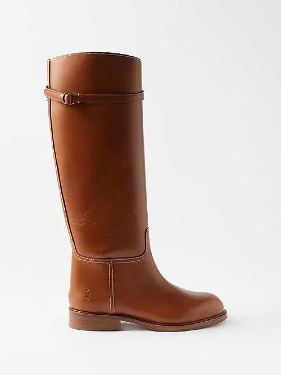 Donne UGG Stivali | Stivali Al Ginocchio In Pelle Con Logo Impresso - Donna - Marrone