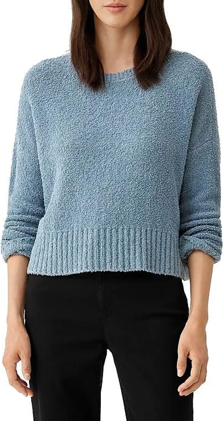 Donne polo Ralph Lauren Maglioni | Maglione Girocollo In Misto Cotone Organico Squadrato In Acciaio Blu A Nordstrom, Taglia X-Large