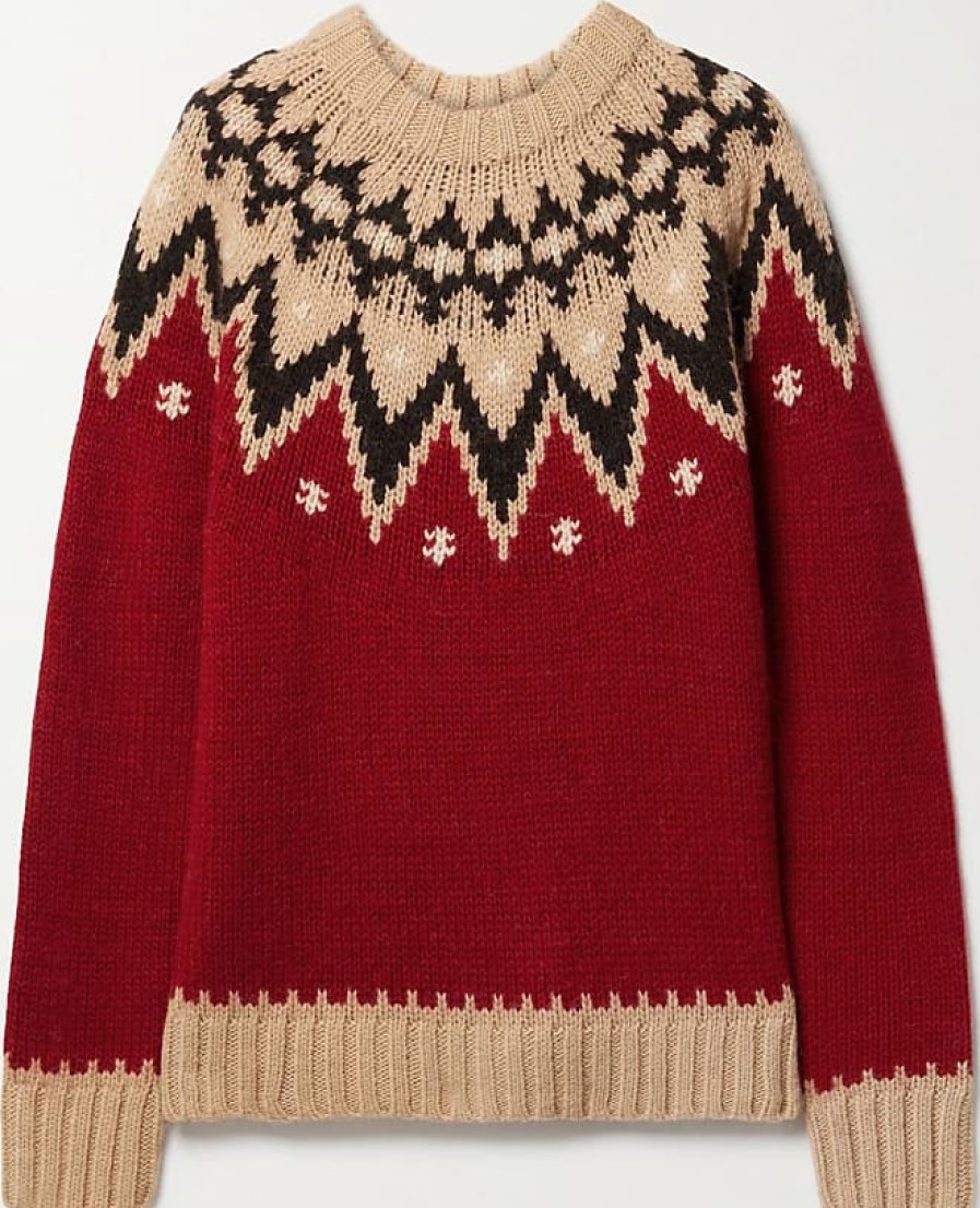 Donne Fusalp Maglioni | Maglione Lavorato A Maglia Fair Isle - Rosso - X Small, Small, Medium, Large, X Large