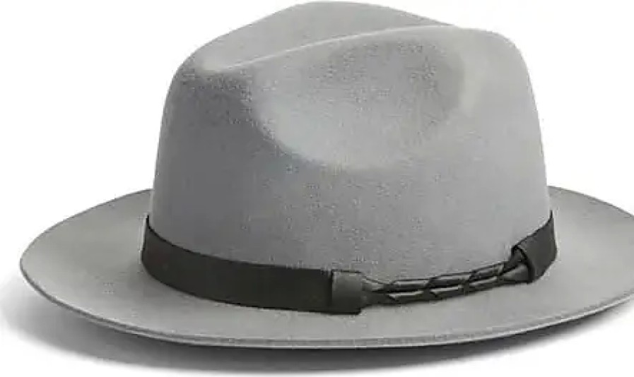 Uomini Scala Cappelli | Fedora In Lana Con Finiture Intrecciate In Combinazione Grigia Su Nordstrom, Taglia Piccola