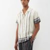 Uomini Storia Camicie | Harago - Camicia In Cotone Ricamato Con Cavalluccio Marino - Uomo - Bianco Nero