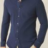 Uomini Luca Faloni Camicie | Camicia Siena Piquet Blu Navy