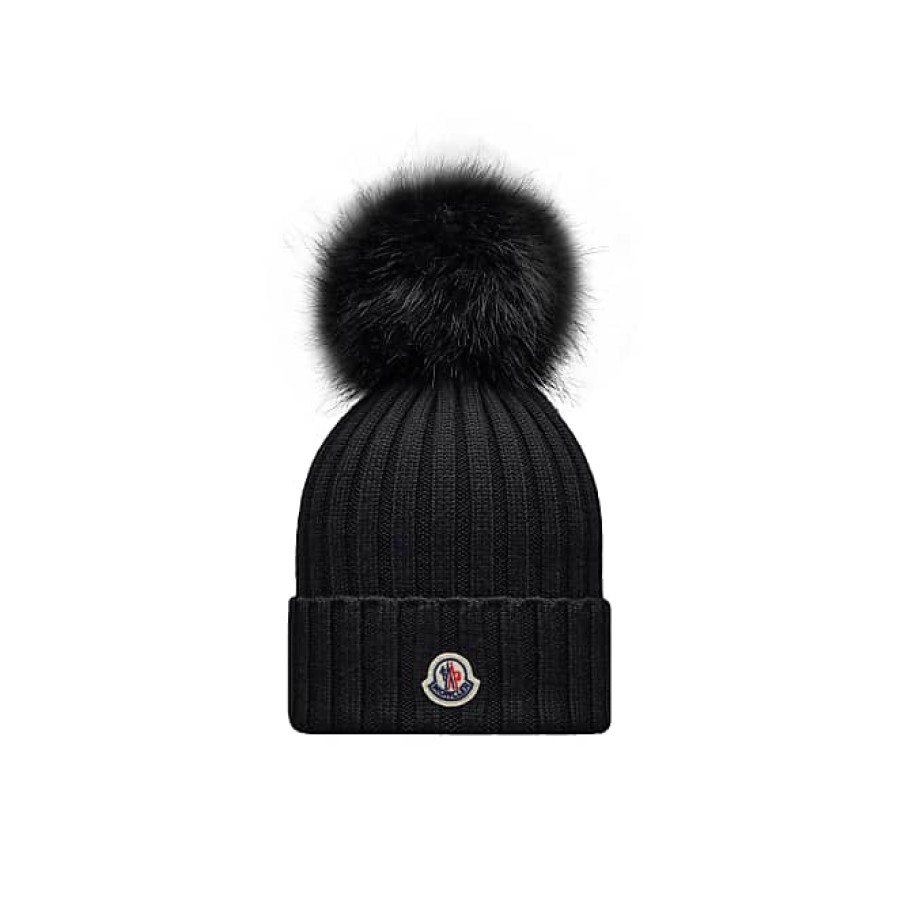 Donne Gucci Cappelli Invernali | Berretto Con Pom Pom Nero Taglia Taglia Unica