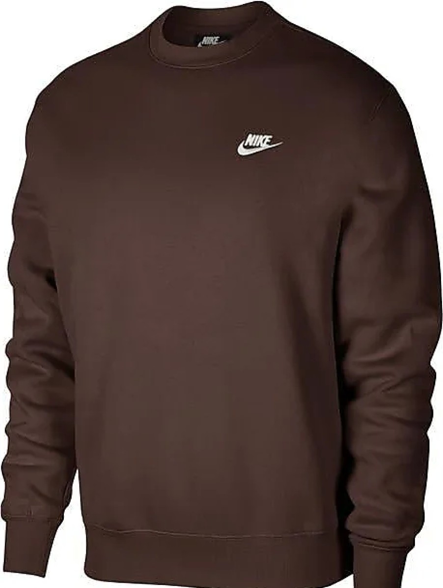 Uomini Nike Maglioni | Felpa Girocollo Da Uomo Club In Marrone Barocco/Bianco Su Nordstrom, Taglia Xx-Large