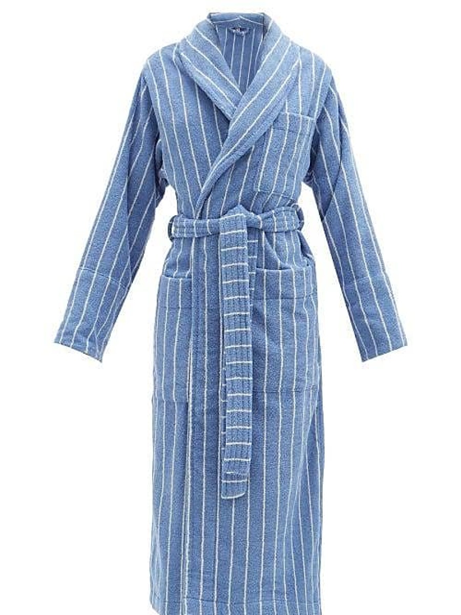 Donne LaurenRalph Lauren Abbigliamento Da Salotto | Accappatoio A Righe In Spugna Di Cotone - Donna - Strisce Blu