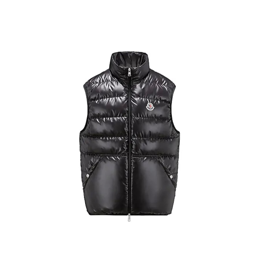 Uomini Moncler Gilet | Piumino Aube Nero Taglia 1